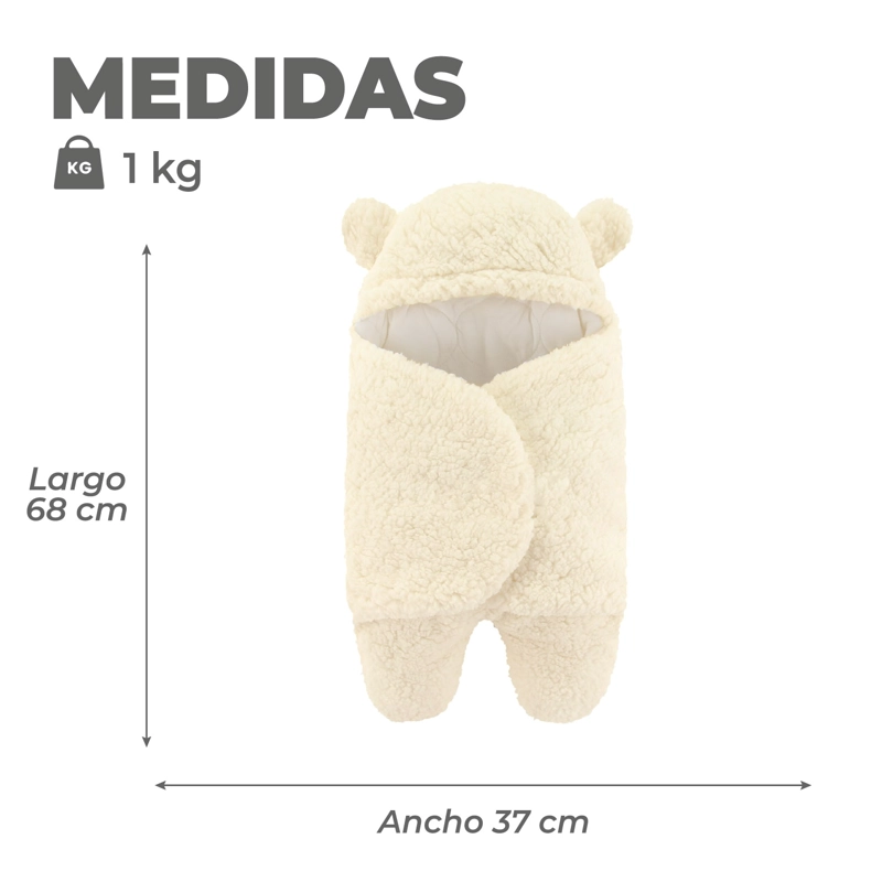 MANTA MUNDO ONLINE OSITO BEIGE BEBE PREMIUM RECIEN NACIDO ENTERITO SUAVE - 3
