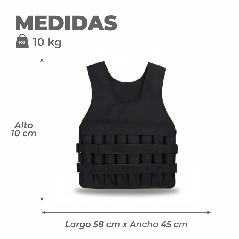 CHALECO CON PESO SPORTIME 10 KG ENTRENAMIENTO PRO CROSSFIT NEGRO - 3