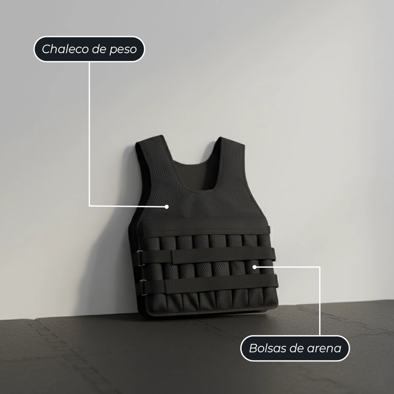 CHALECO CON PESO SPORTIME 10 KG ENTRENAMIENTO PRO CROSSFIT NEGRO - 6
