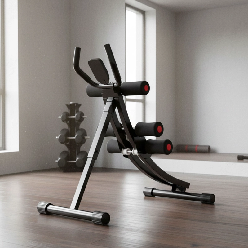MAQUINA SPORTIME ABDOMINAL MULTIFUNCIONAL SEMI CURVA ERGONÓMICA PLEGABLE FITNESS | NEGRO - 2