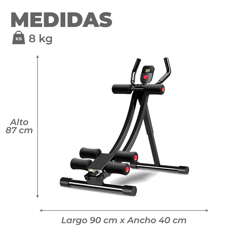 MAQUINA SPORTIME ABDOMINAL MULTIFUNCIONAL SEMI CURVA ERGONÓMICA PLEGABLE FITNESS | NEGRO - 3