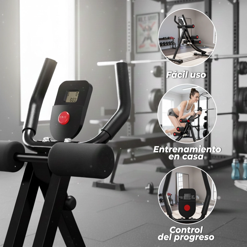 MAQUINA SPORTIME ABDOMINAL MULTIFUNCIONAL SEMI CURVA ERGONÓMICA PLEGABLE FITNESS | NEGRO - 4