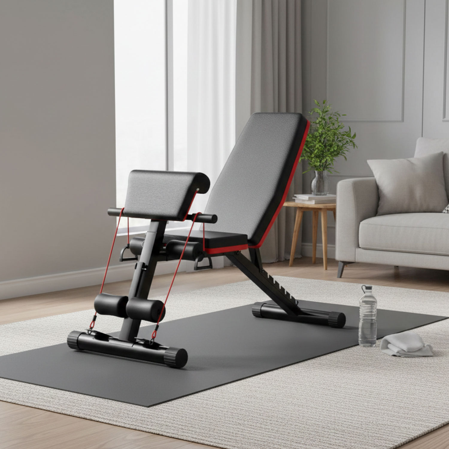 PRESS BANCA ABDOMINAL RECLINABLE PARA PESAS CON BANDAS - 2