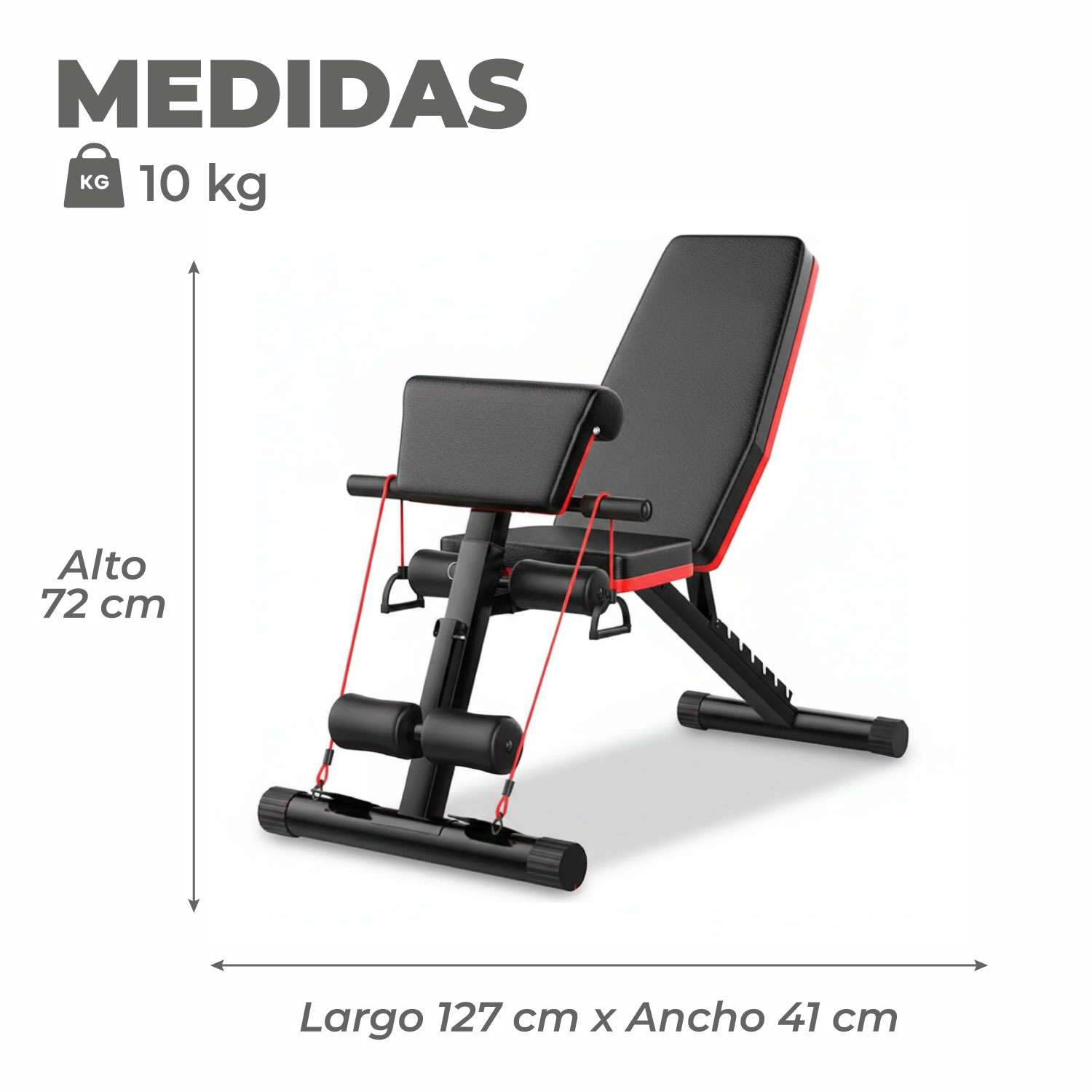 PRESS BANCA ABDOMINAL RECLINABLE PARA PESAS CON BANDAS - 3