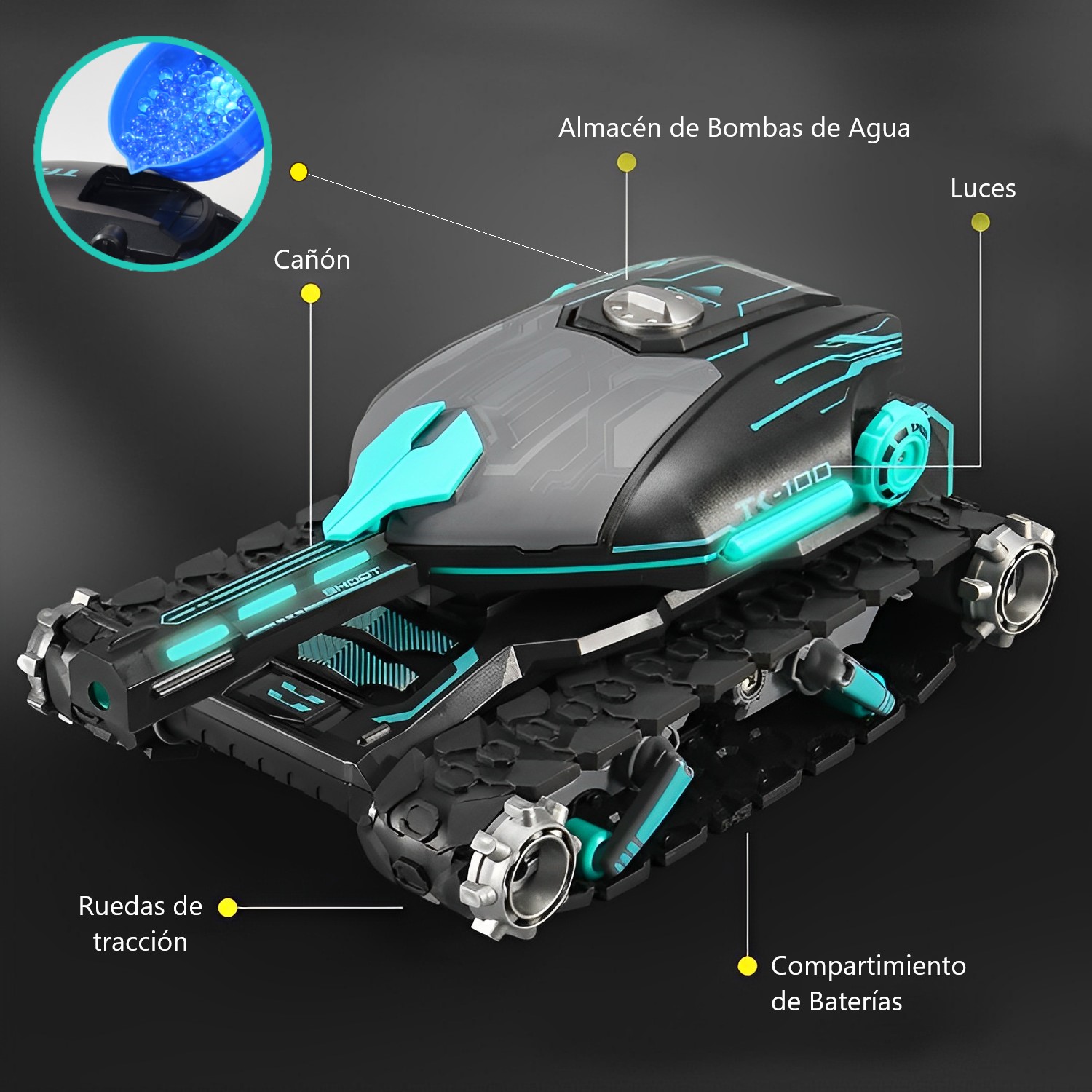 AUTO TANQUE A CONTROL REMOTO LANZA AGUA VERDE - 3