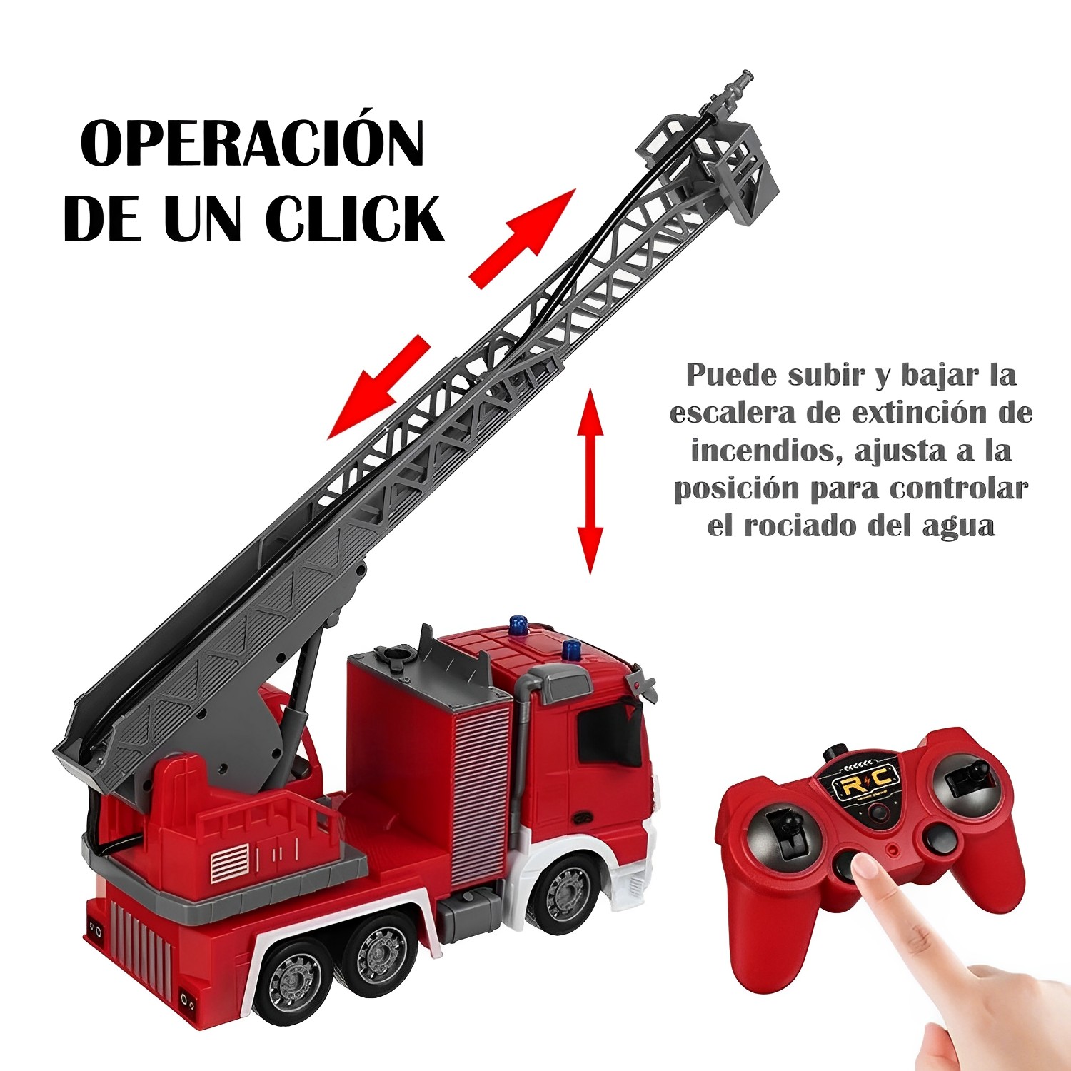 CAMIÓN DE BOMBEROS MUNDO ONLINE ROJO A CONTROL REMOTO CON LANZA AGUA - 2