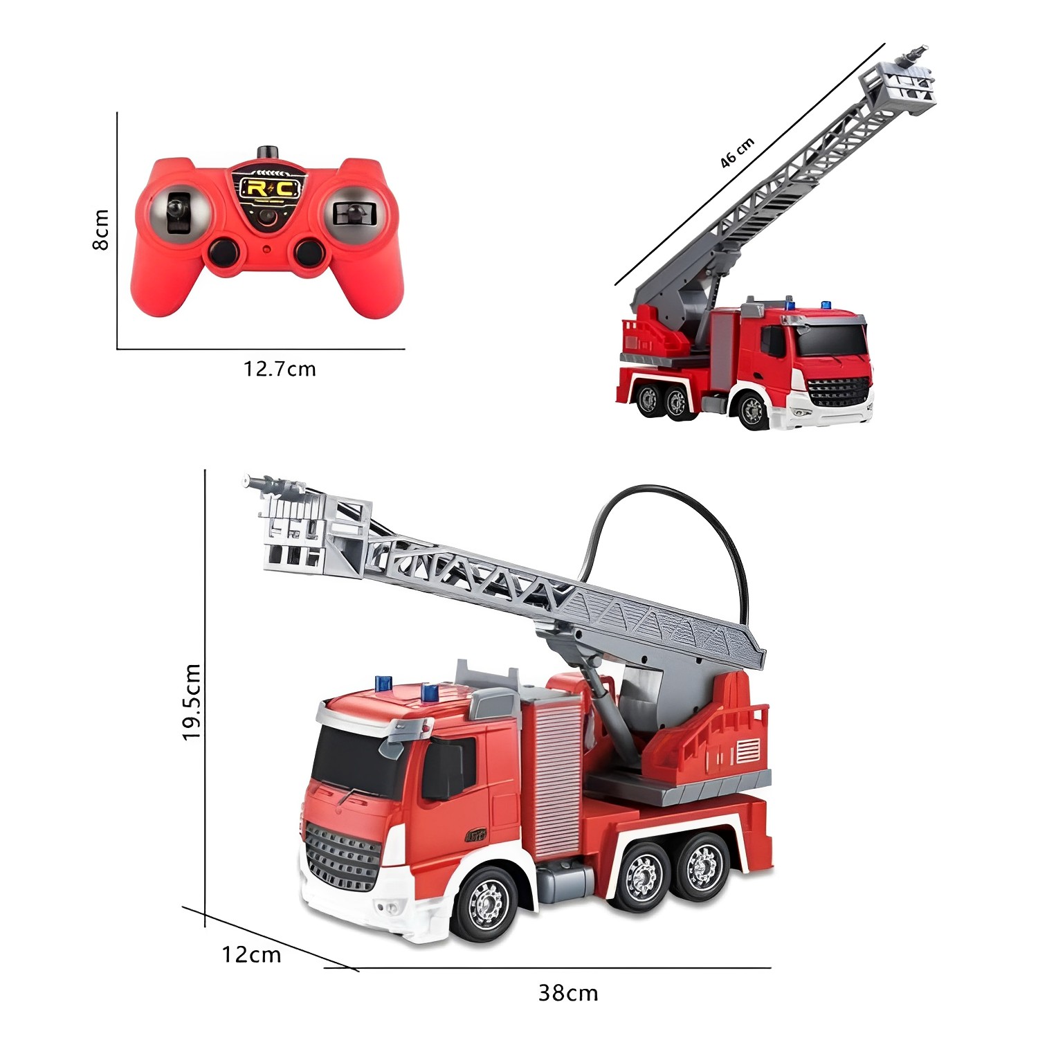 CAMIÓN DE BOMBEROS MUNDO ONLINE ROJO A CONTROL REMOTO CON LANZA AGUA - 3