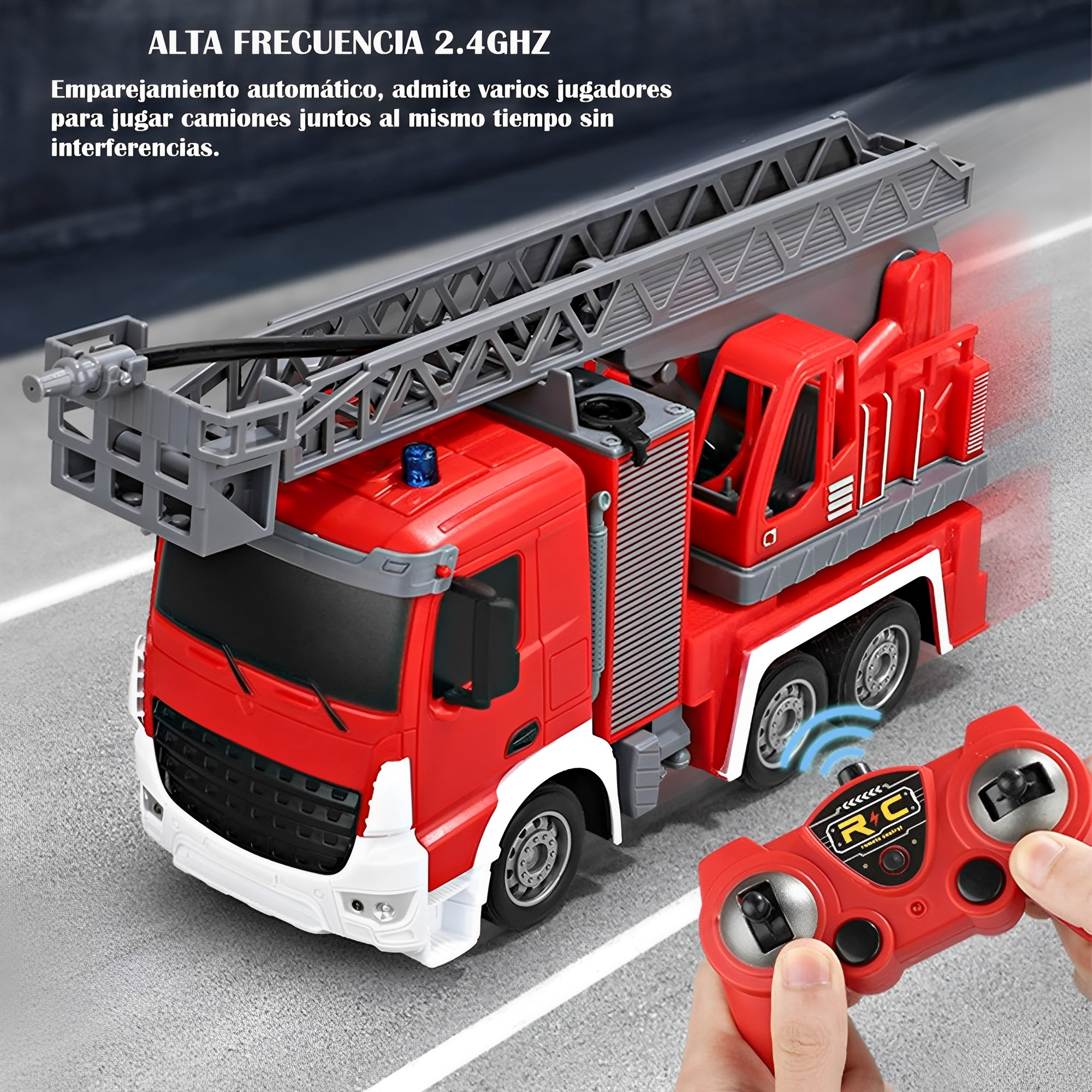 CAMIÓN DE BOMBEROS MUNDO ONLINE ROJO A CONTROL REMOTO CON LANZA AGUA - 6