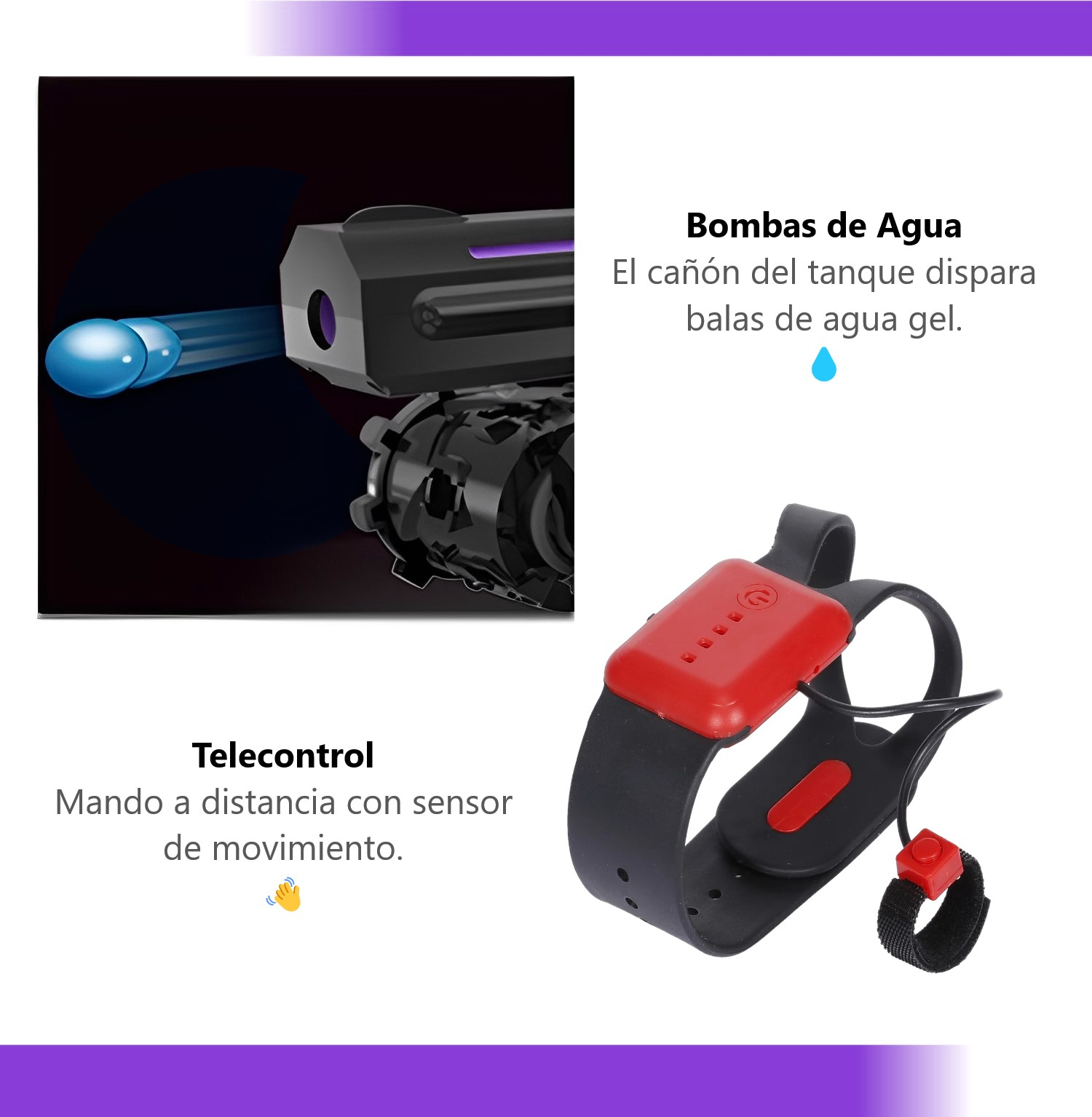 AUTO MUNDO ONLINE MORADO TANQUE A CONTROL REMOTO LANZA AGUA - 5