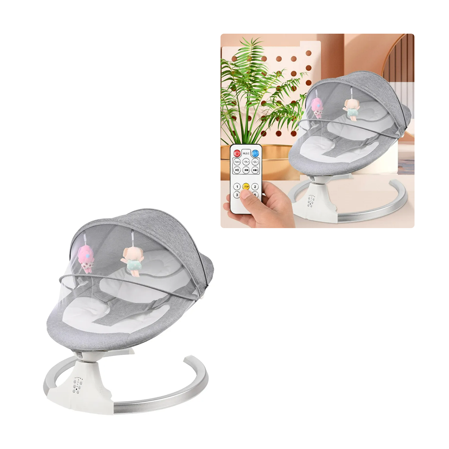 SILLA MUNDO ONLINE MECEDORA INTELIGENTE BEBÉS MULTIFUNCION GRIS - 5