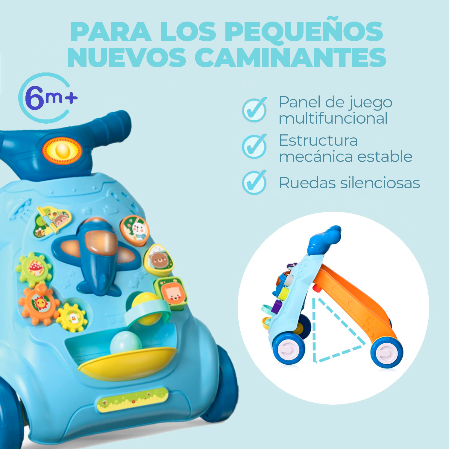 ANDADOR MUNDO ONLINE CAMINADOR DIDÁCTICO CORREPASILLOS CELESTE - 4