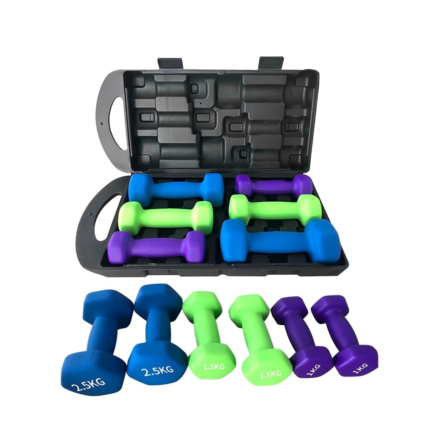 SET MANCUERNAS MUNDO ONLINE HIERRO FUNDIDO 10KG HEXAGONALES - 1