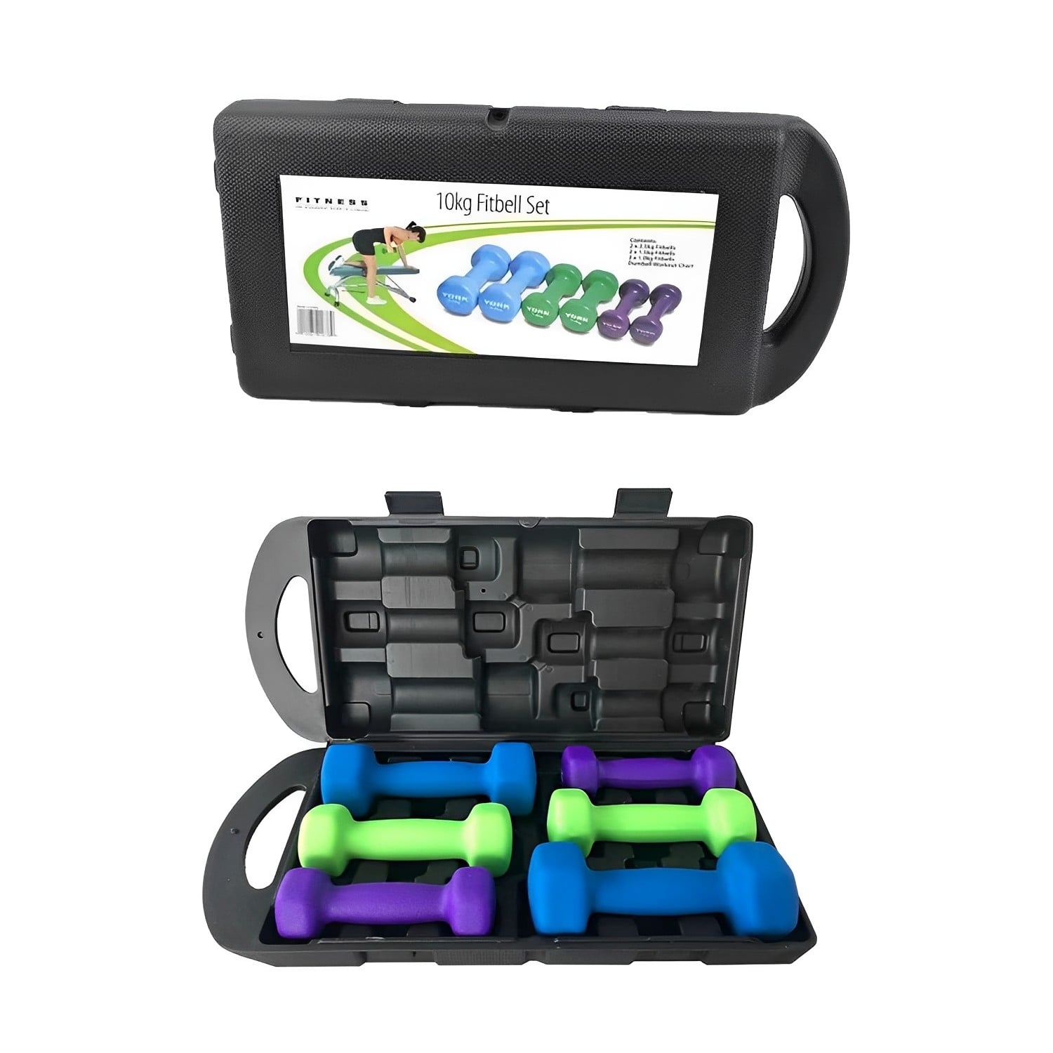 SET MANCUERNAS MUNDO ONLINE HIERRO FUNDIDO 10KG HEXAGONALES - 2