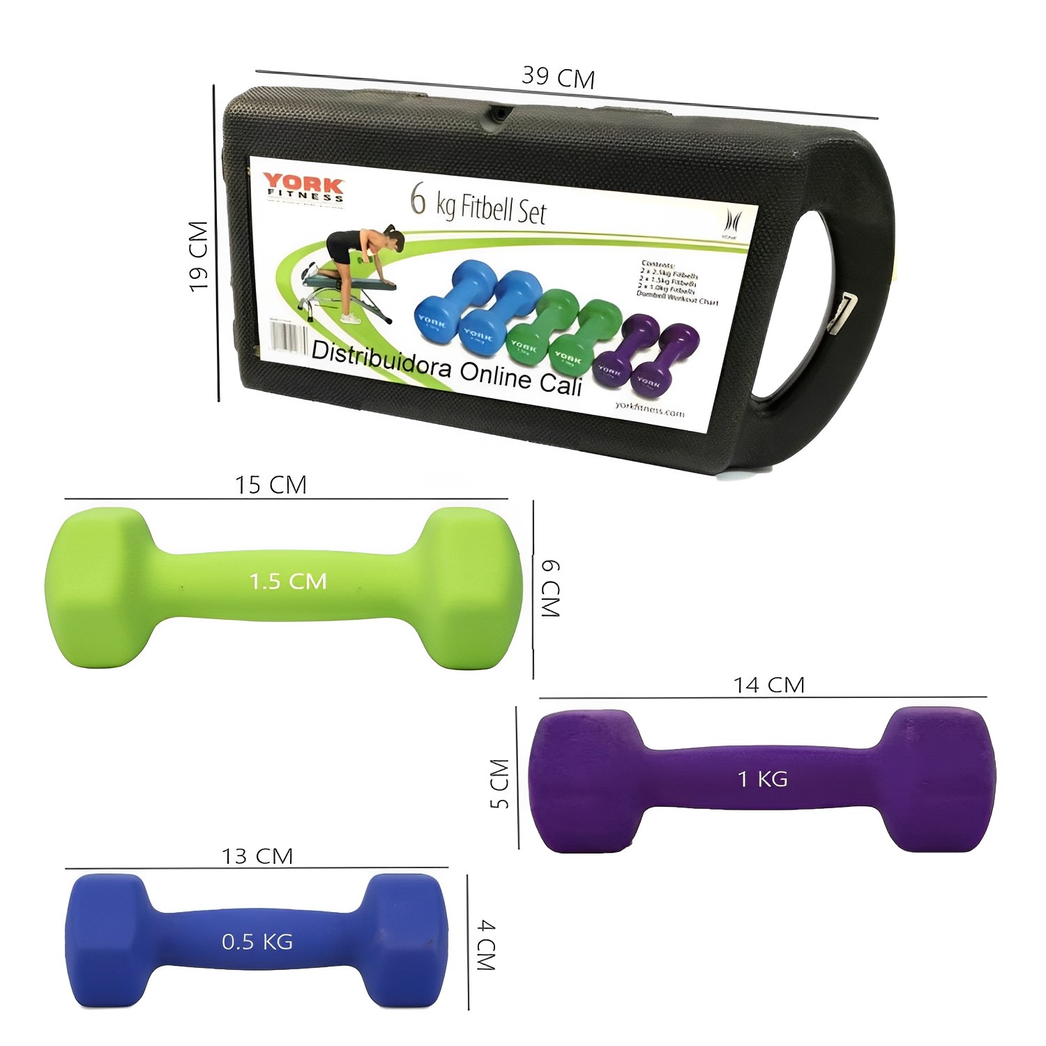 SET MANCUERNAS HEXAGONALES 6KG - 3