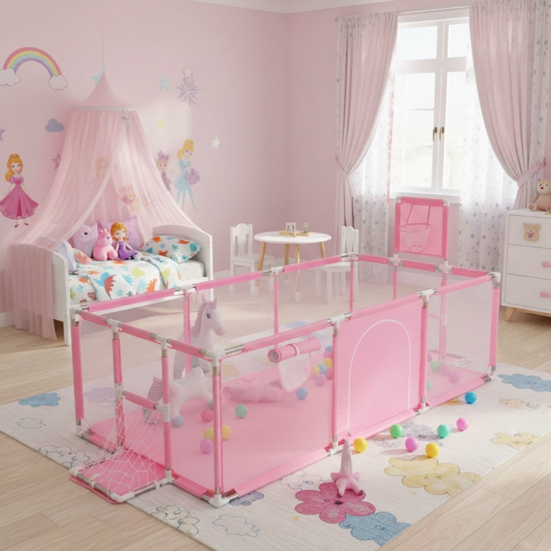 CORRAL SEGURIDAD MUNDO ONLINE LIFE-2225 ROSADO BEBE 180CM CON ARO Y ARCO - 2