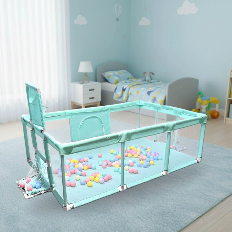 CORRAL SEGURIDAD MUNDO ONLINE LIFE-2224 ACERO INOXIDABLE TURQUESA BEBE 180CM CON ARO Y ARCO - 2