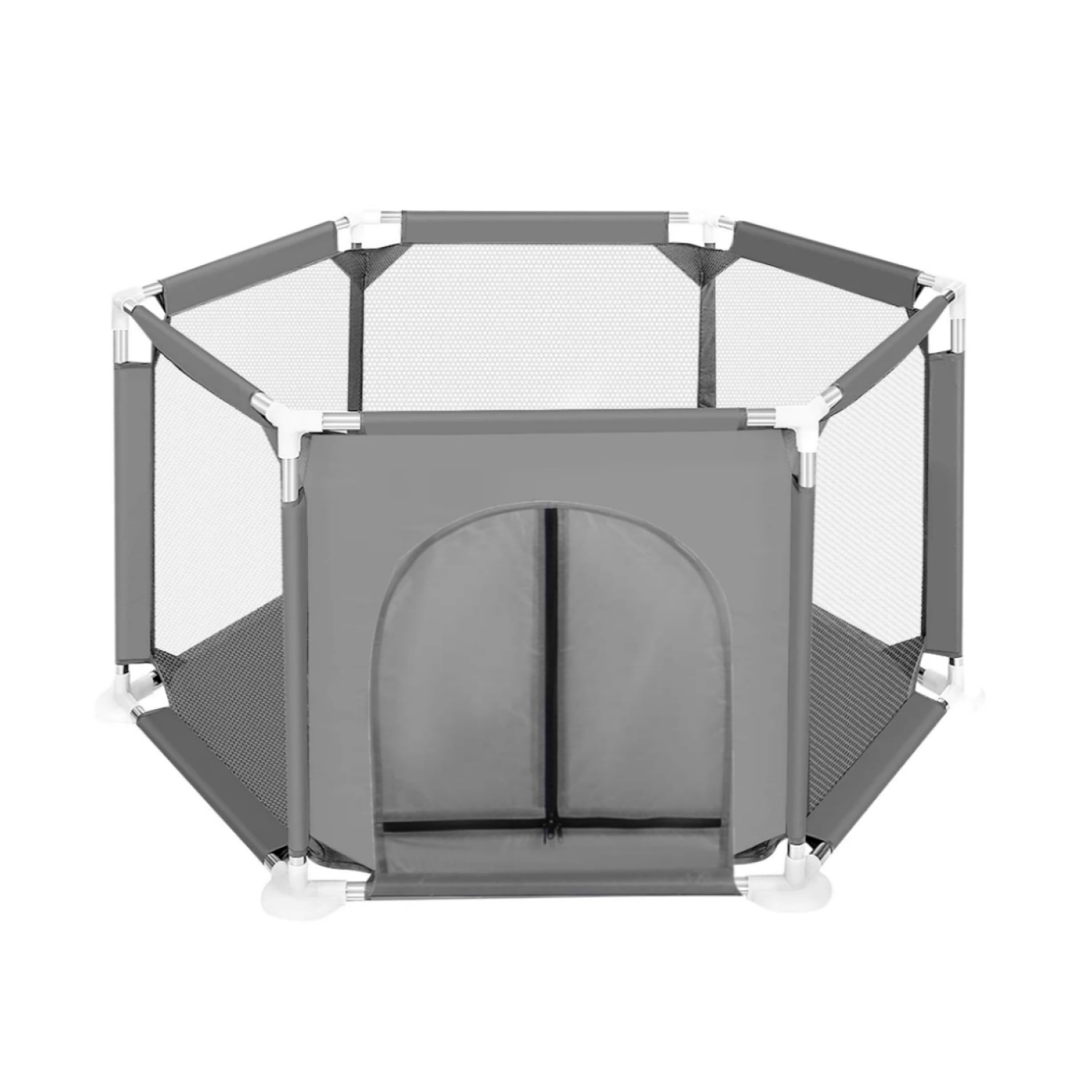 CORRAL MUNDO ONLINE LIFE-2217 GRIS HEXAGONAL SEGURIDAD BEBE ARO BASKETBALL Y PELOTITAS - 2