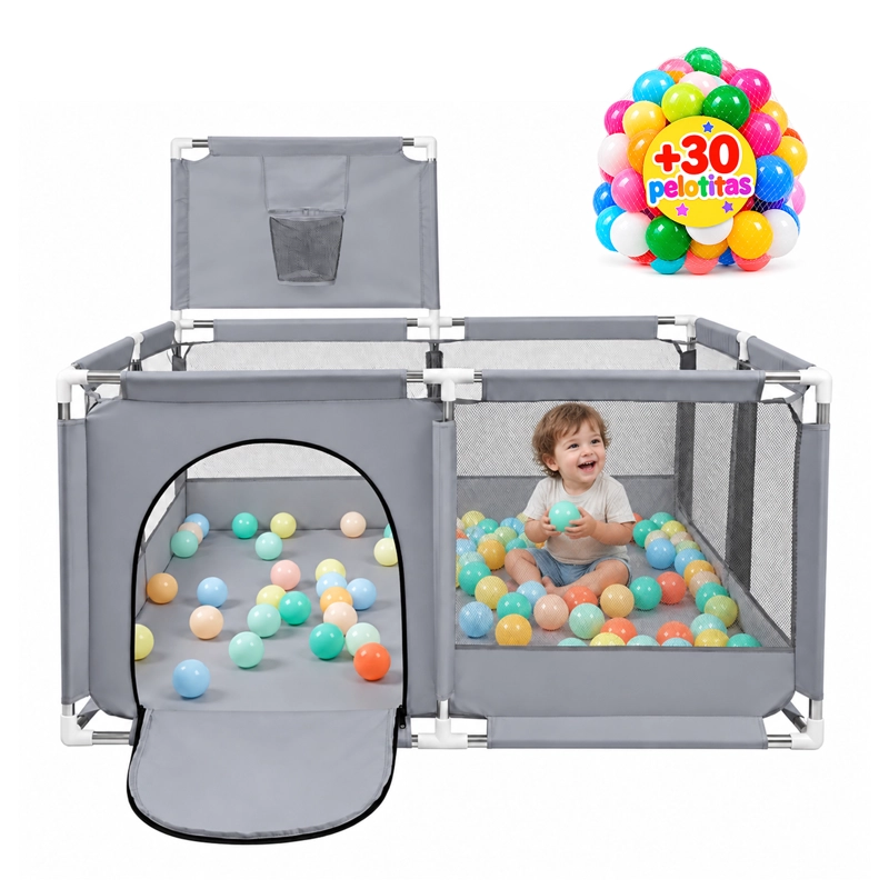 CORRAL MUNDO ONLINE LIFE-2221 GRIS SEGURIDAD BEBES ARO 126X126CM - 1