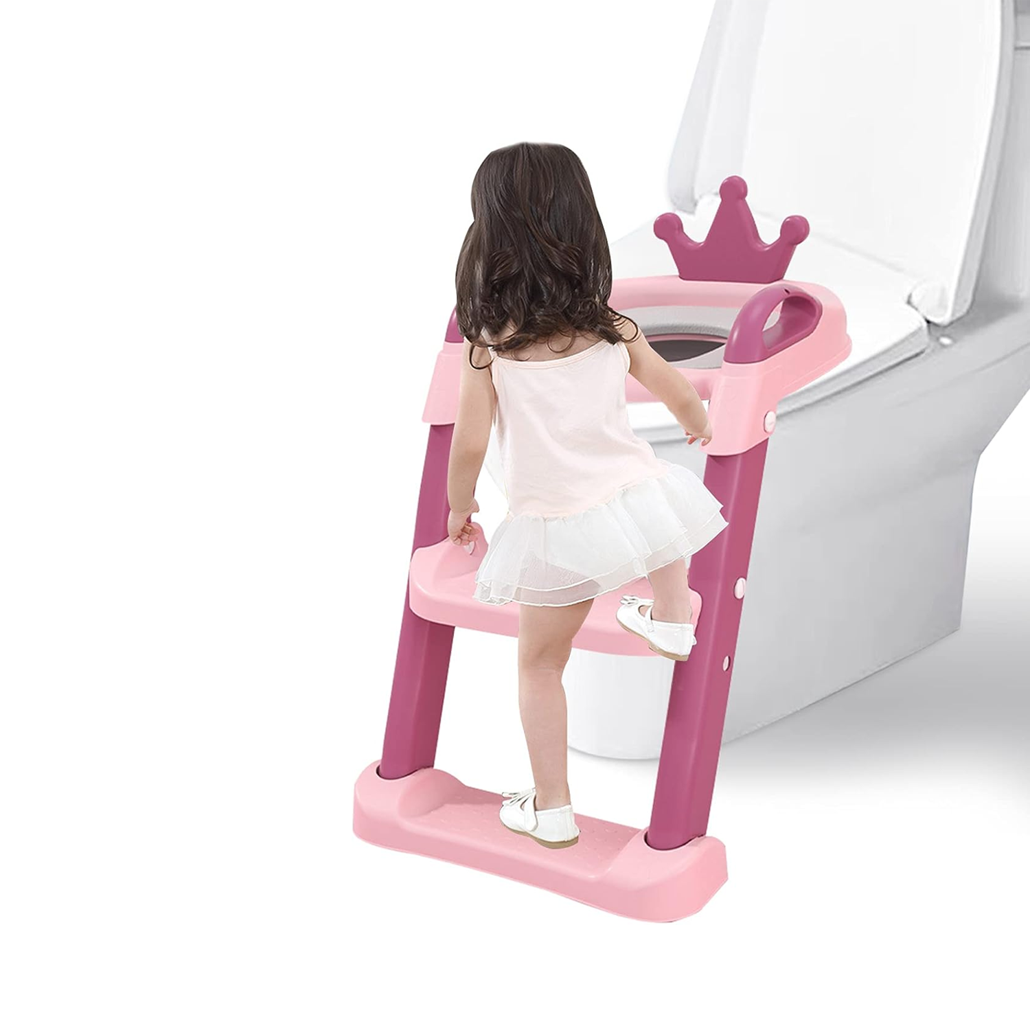 ESCALERA MUNDO ONLINE ASIENTO ADAPTADOR BAÑO NIÑOS CORONITA ROSADO - 7