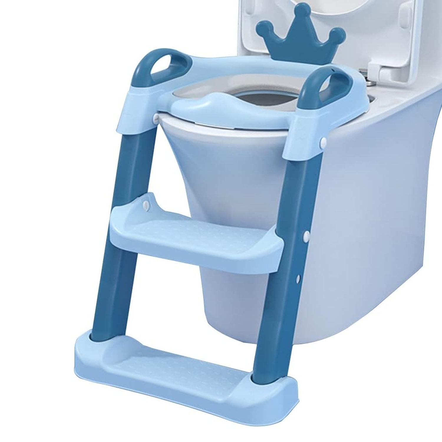 ESCALERA MUNDO ONLINE ASIENTO ADAPTADOR BAÑO NIÑOS CORONITA CELESTE - 4