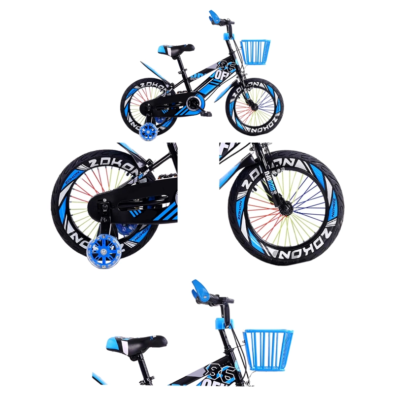 BICICLETA MOUNTAIN BIKE LUCES LED Y COLORES ARO 12 CELESTE - 4