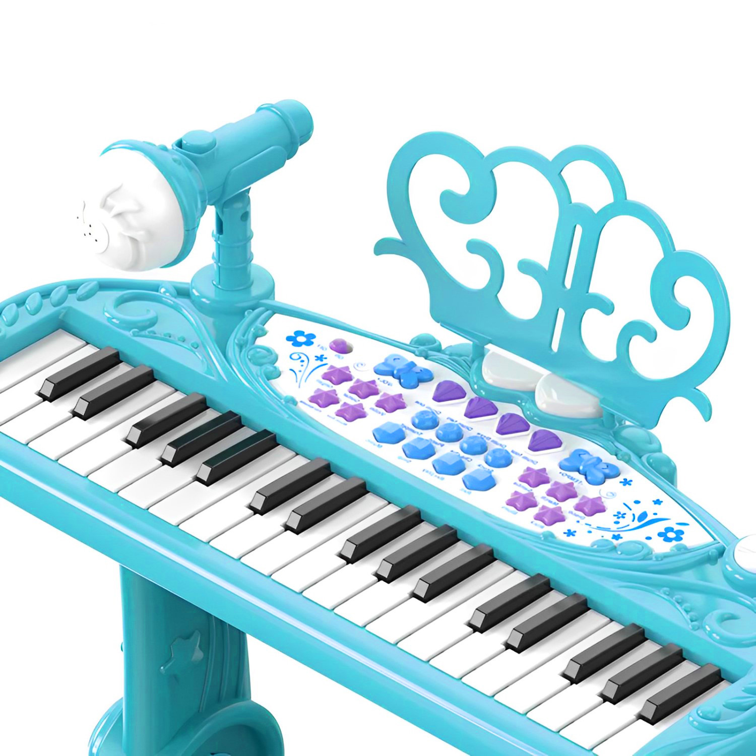 PIANO MUNDO ONLINE JUGUETE TECLADO INFANTIL CON MICRÓFONO Y TABURETE CELESTE - 2