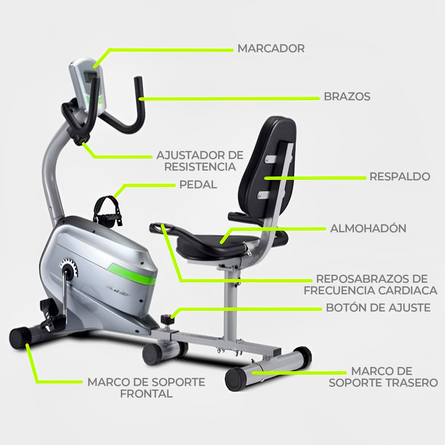 BICICLETA ELIPTICA MUNDO ONLINE DS6300 RECOSTADA PROFESIONAL CON ASIENTO - 2