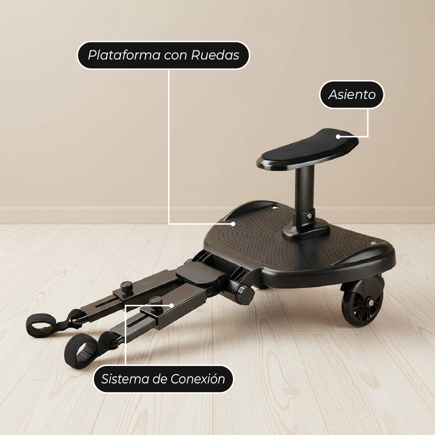 PATINETA MUNDO ONLINE NEGRO PARA COCHE HERMANO MAYOR CON ASIENTO - 6