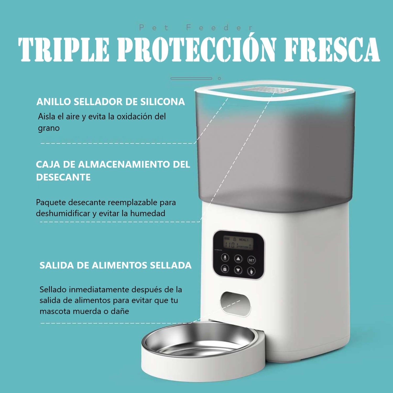 DISPENSADOR PERROS ALIMENTO AUTOMATICO VOZ MUNDO ONLINE 6 L - 4