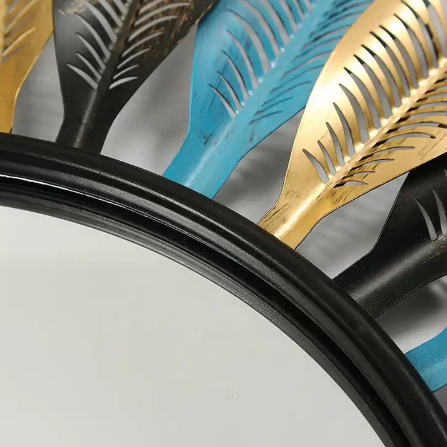 ESPEJO MUNDO ONLINE LIFE-4218 DECO MURAL BOHO MODERN PLUMAS METAL 80 CM - 5