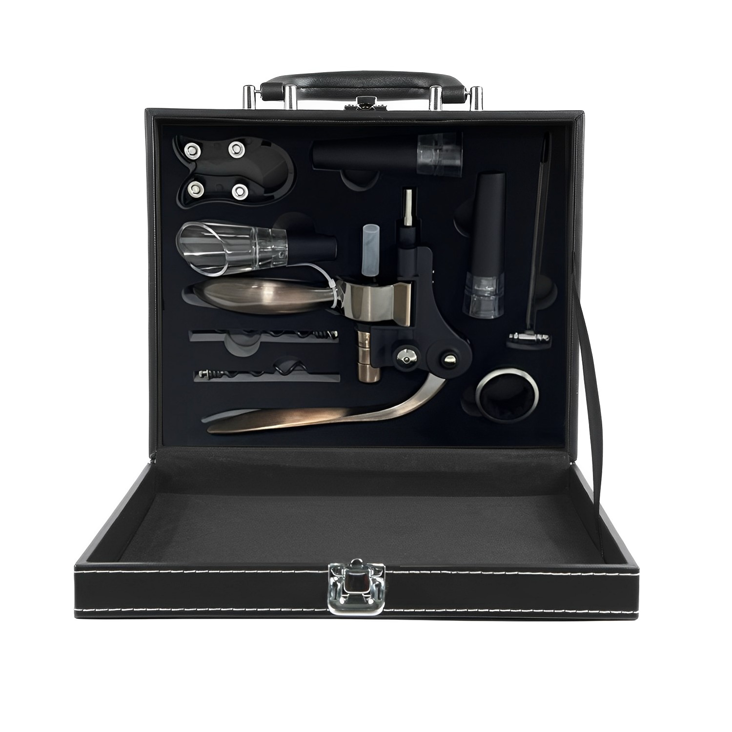 SET MALETIN DESCORCHADOR DE VINO ECO CUERO ELEGANTE