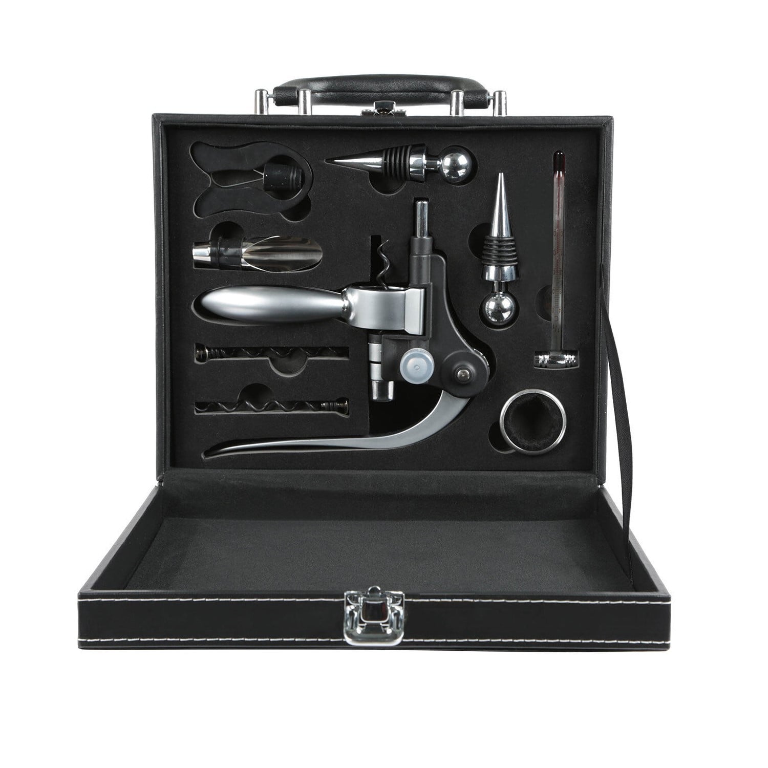 SET DESCORCHADOR VINO+MALETIN ECO CUERO ELEGANTE METALIZADO - 1