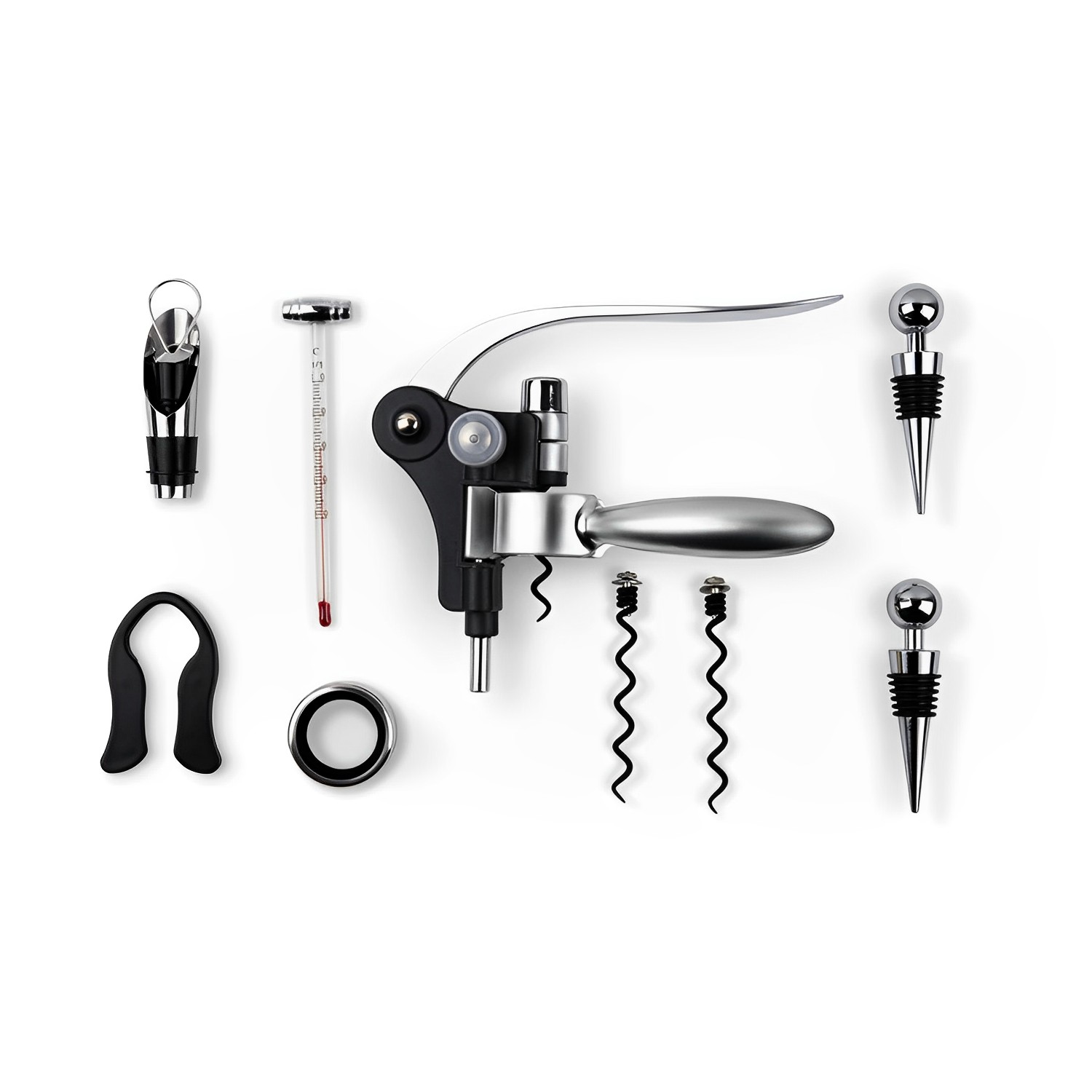 SET DESCORCHADOR VINO+MALETIN ECO CUERO ELEGANTE METALIZADO - 5