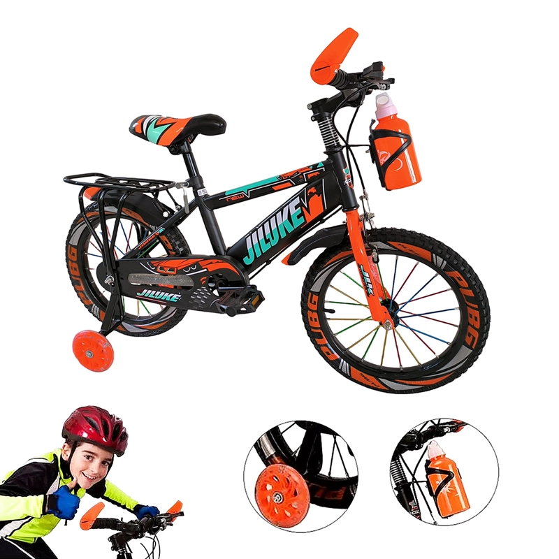 BICICLETA MOUNTAIN BIKE LUCES LED Y COLORES ARO 12 NARANJA - 2