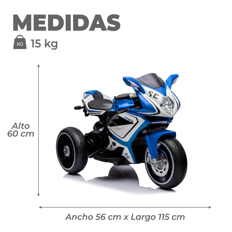 MOTO ELECTRICA INFANTIL CON MUSICA Y LUZ AZUL - 3