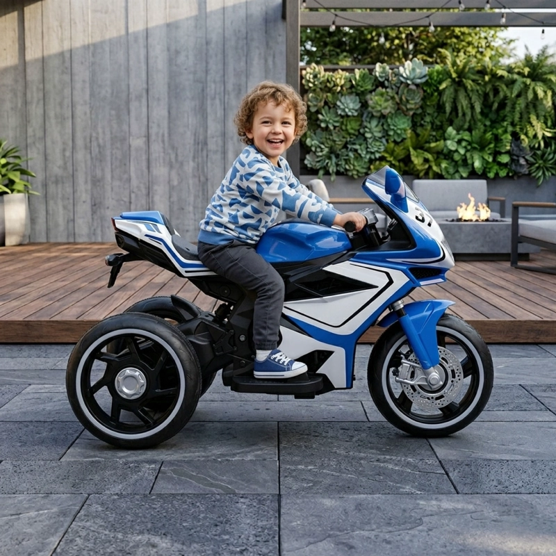 MOTO ELECTRICA INFANTIL CON MUSICA Y LUZ AZUL - 5