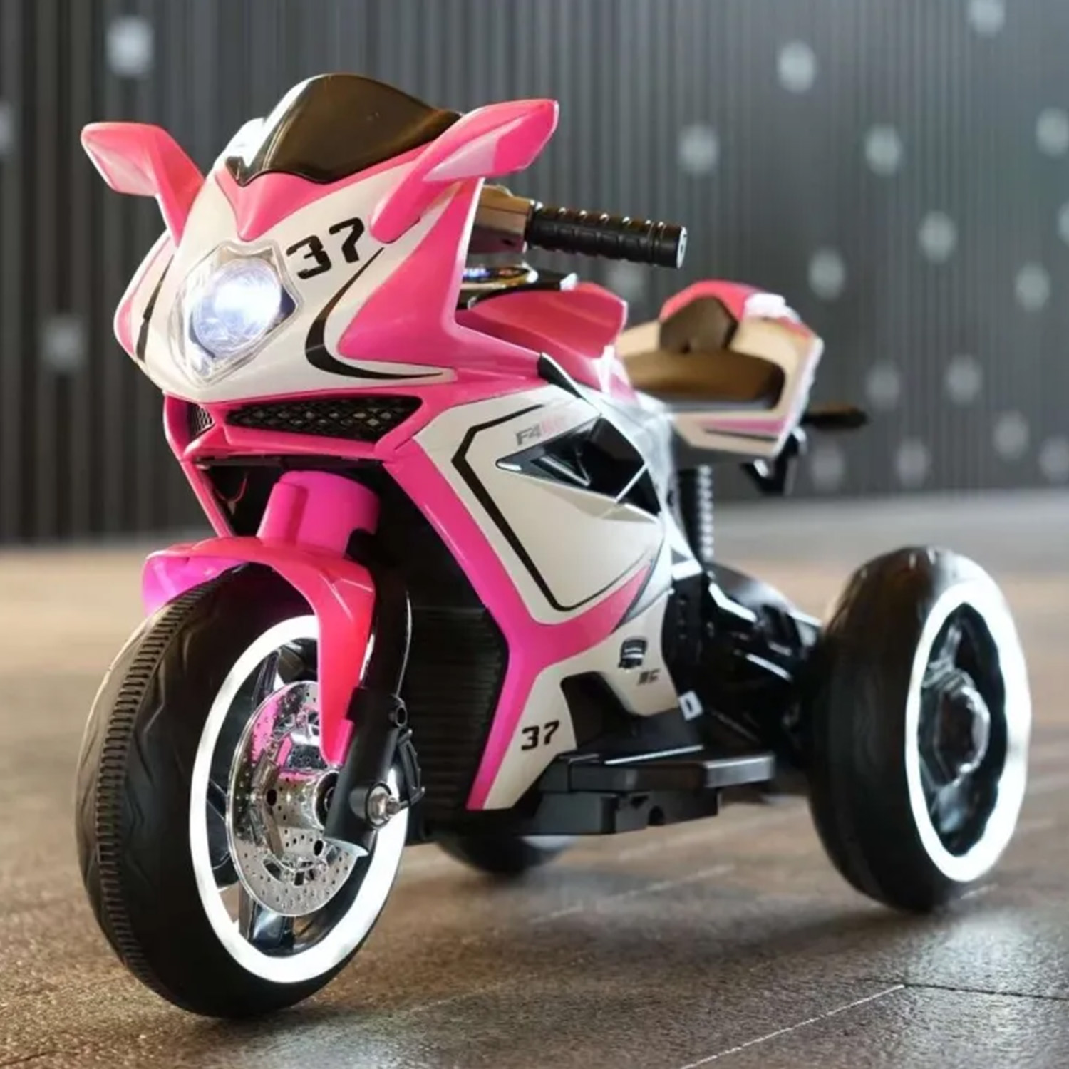 MOTO ELECTRICA INFANTIL CON MUSICA Y LUZ ROSADO - 6