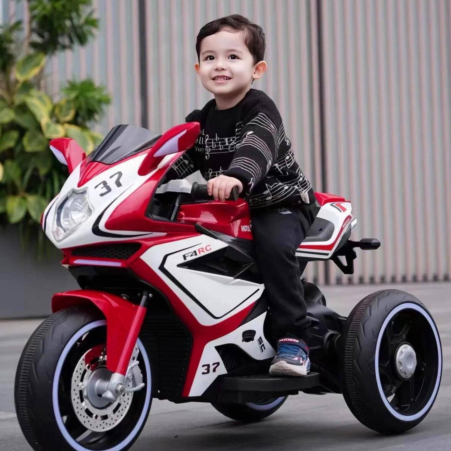 MOTO ELECTRICA INFANTIL CON MUSICA Y LUZ ROJO - 8