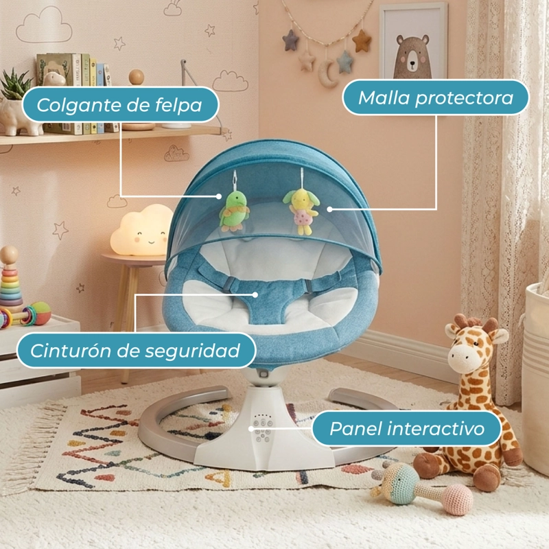 SILLA MUNDO ONLINE MECEDORA INTELIGENTE BEBÉS MULTIFUNCION VERDE - 5