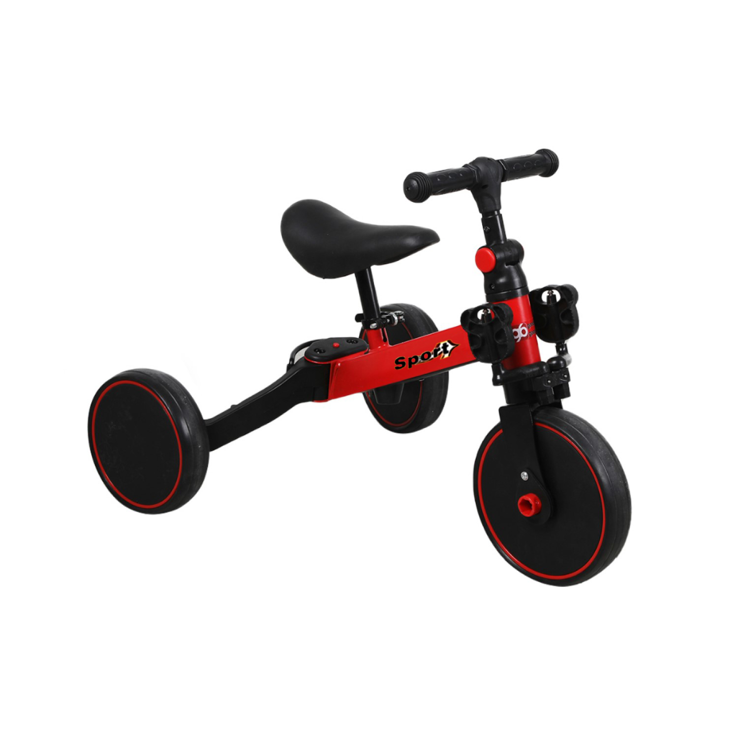TRICICLO BICICLETA CORREPASILLOS MULTIPOSICIONES 3 EN 1 ROJO - 2