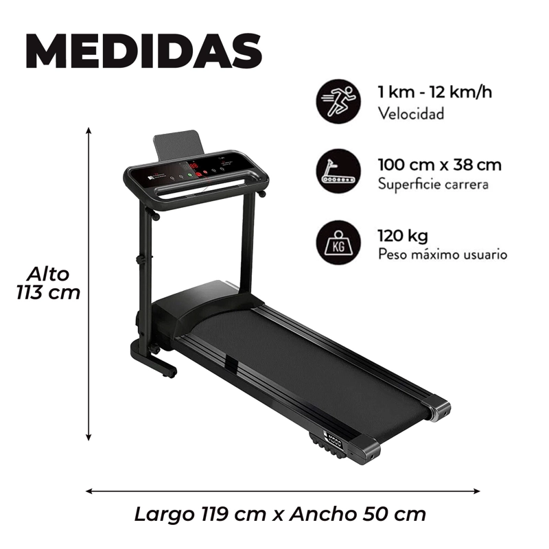 TROTADORA ELECTRICA SPORTIME LIFE-1222 K500 PLEGABLE SUPER COMPACTA NEGRA NEGRO - 3