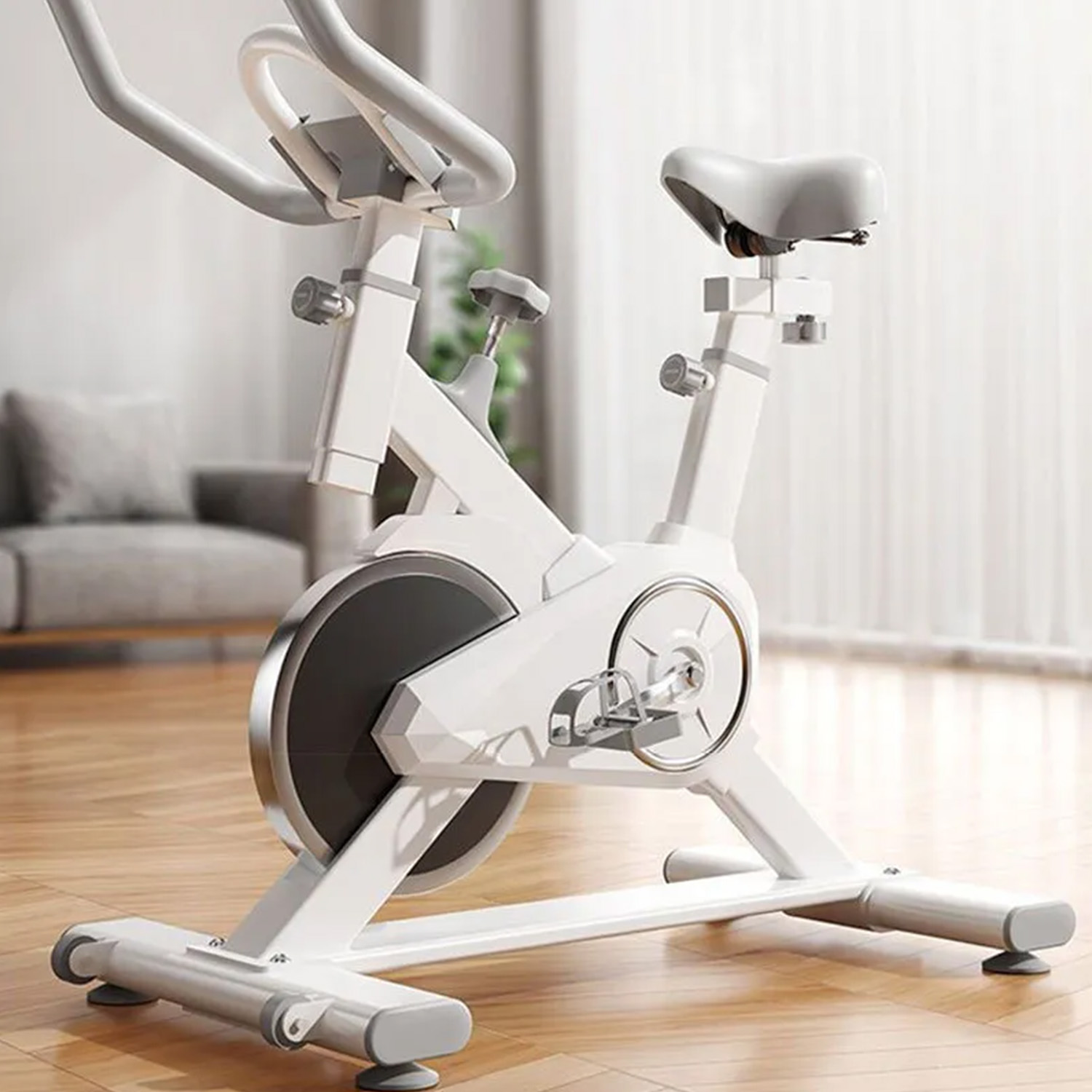 BICICLETA SPINNING MUNDO ONLINE LIFE-1227 PRO SPORT 6 KG RESISTENCIA AJUSTABLE BLANCA - 4
