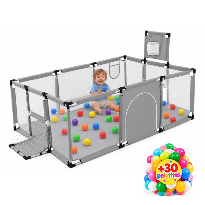 CORRAL SEGURIDAD MUNDO ONLINE LIFE-2226 GRIS BEBE 180CM CON ARO Y ARCO - 1