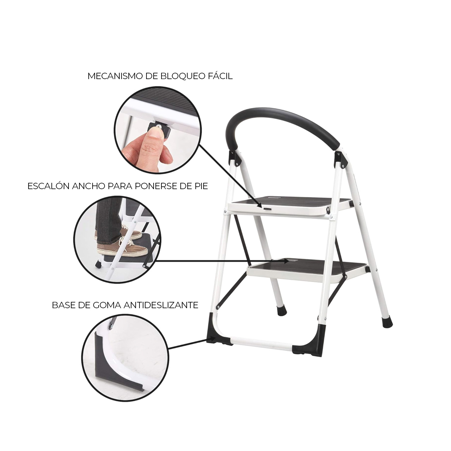 ESCALERA MUNDO ONLINE PISO ESCALA PLEGABLE 2 PELDAÑOS RESISTENTE - 3