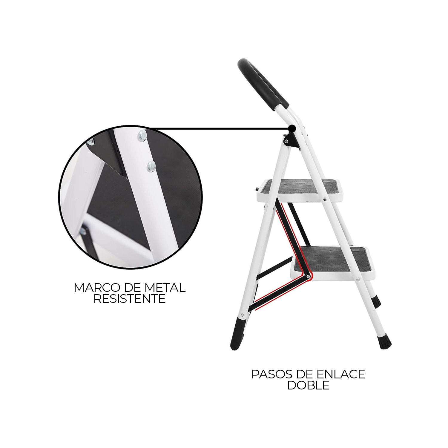 ESCALERA MUNDO ONLINE PISO ESCALA PLEGABLE 2 PELDAÑOS RESISTENTE - 4