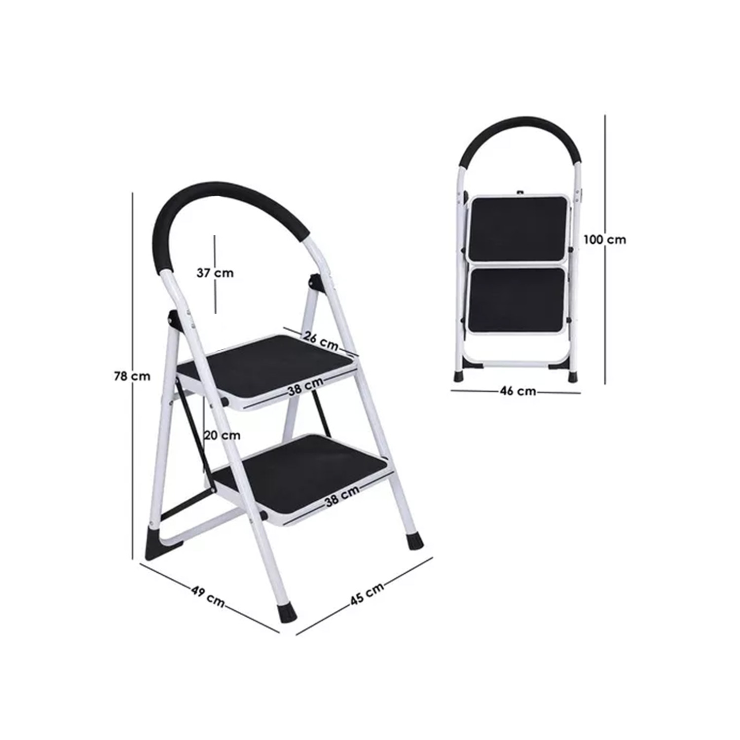 ESCALERA MUNDO ONLINE PISO ESCALA PLEGABLE 2 PELDAÑOS RESISTENTE - 5