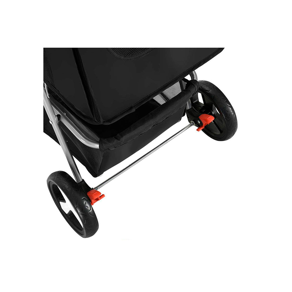 COCHE PASEO MASCOTA PLEGABLE PORTATIL 4 RUEDAS NEGRO - 3