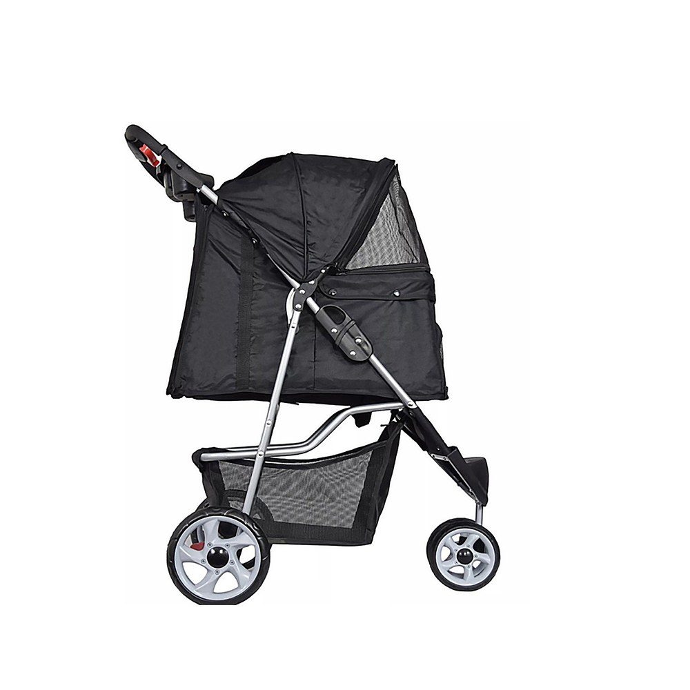 COCHE PASEO MASCOTA PLEGABLE PORTATIL 3 RUEDAS NEGRO - 4