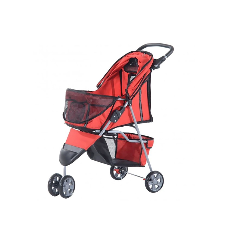 COCHE PERROS GATOS PASEO PLEGABLE PORTATIL 3 RUEDAS MUNDO ONLINE ROJO - 5