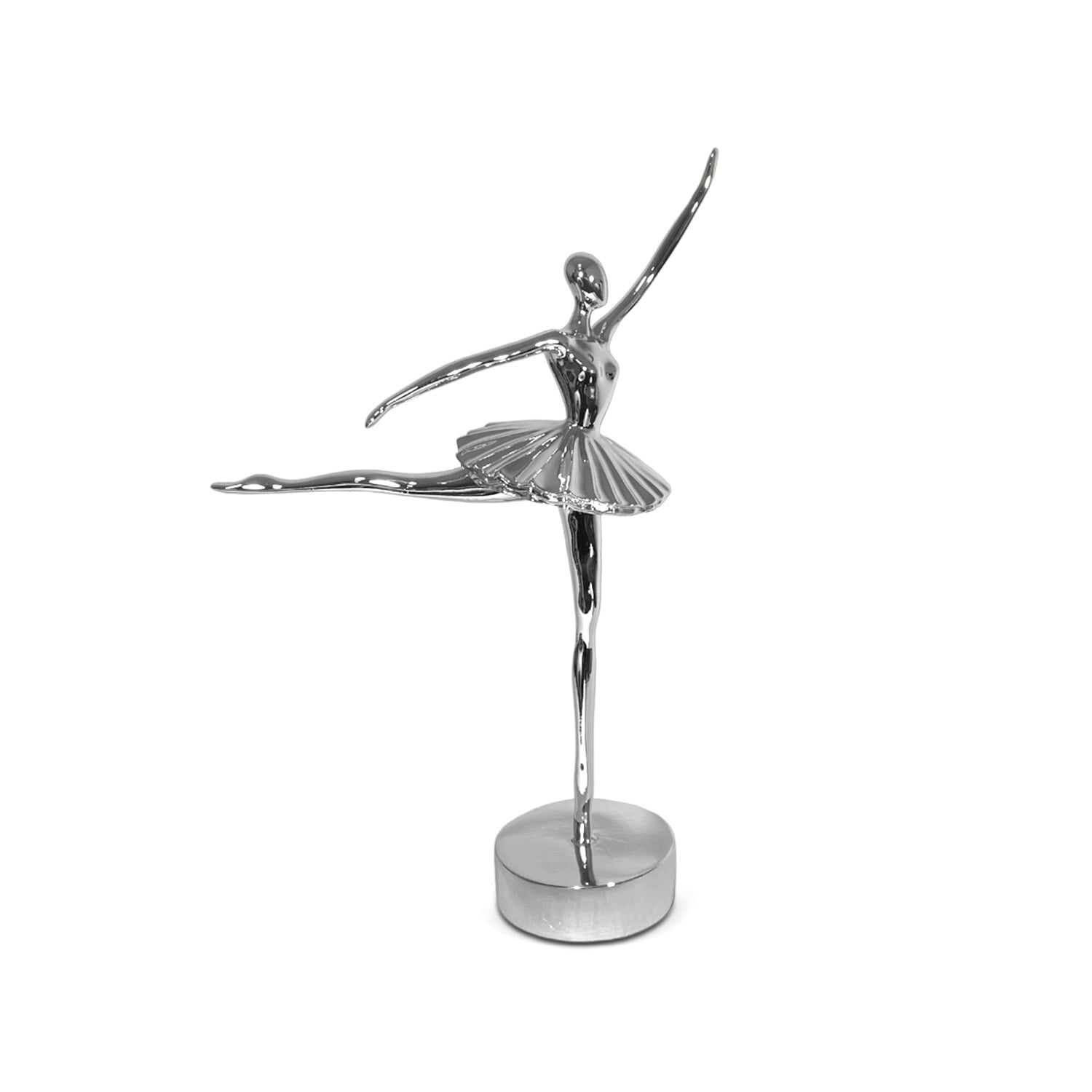 ADORNO DECO ESCULTURA ARTISTICA BAILARINA BALLET PLATEADA - 2